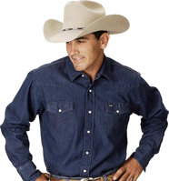 Wrangler® Cowboy Cut® 701 RIGID Denim Shirt [Жёсткая рубашка деним / длинный рукав]